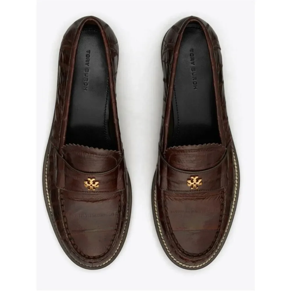 Tory Burch Classic JESSA LOAFER in Dark Brown Eel Size 5.5 ~ Perfect